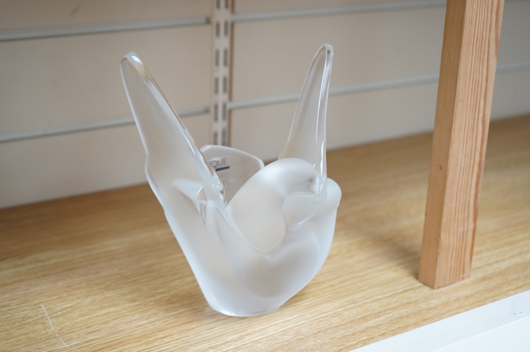 A modern Lalique frosted Sylvie Swan vase, signed to the base, 21cm high